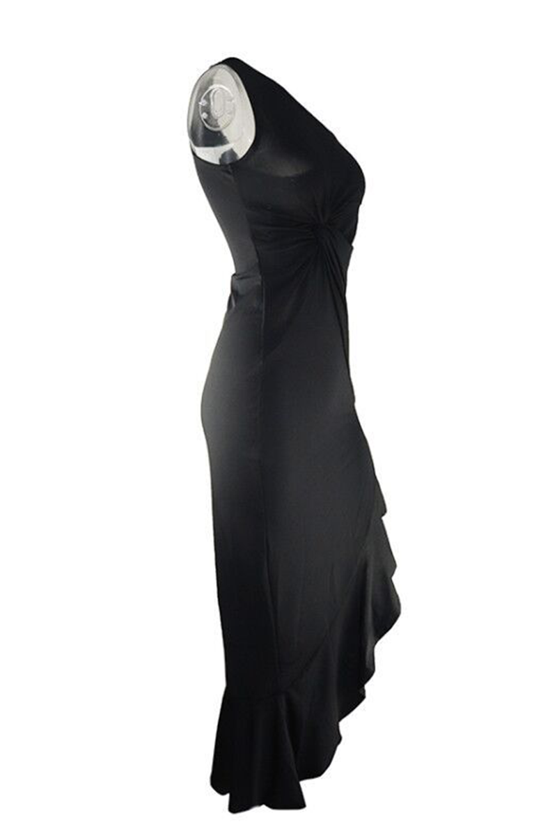 Elegant Solid Flounce Slit One Shoulder Evening Dress Dresses(5 Colors)