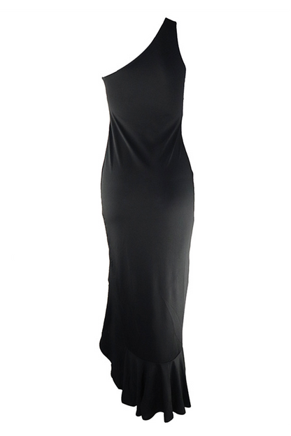 Elegant Solid Flounce Slit One Shoulder Evening Dress Dresses(5 Colors)