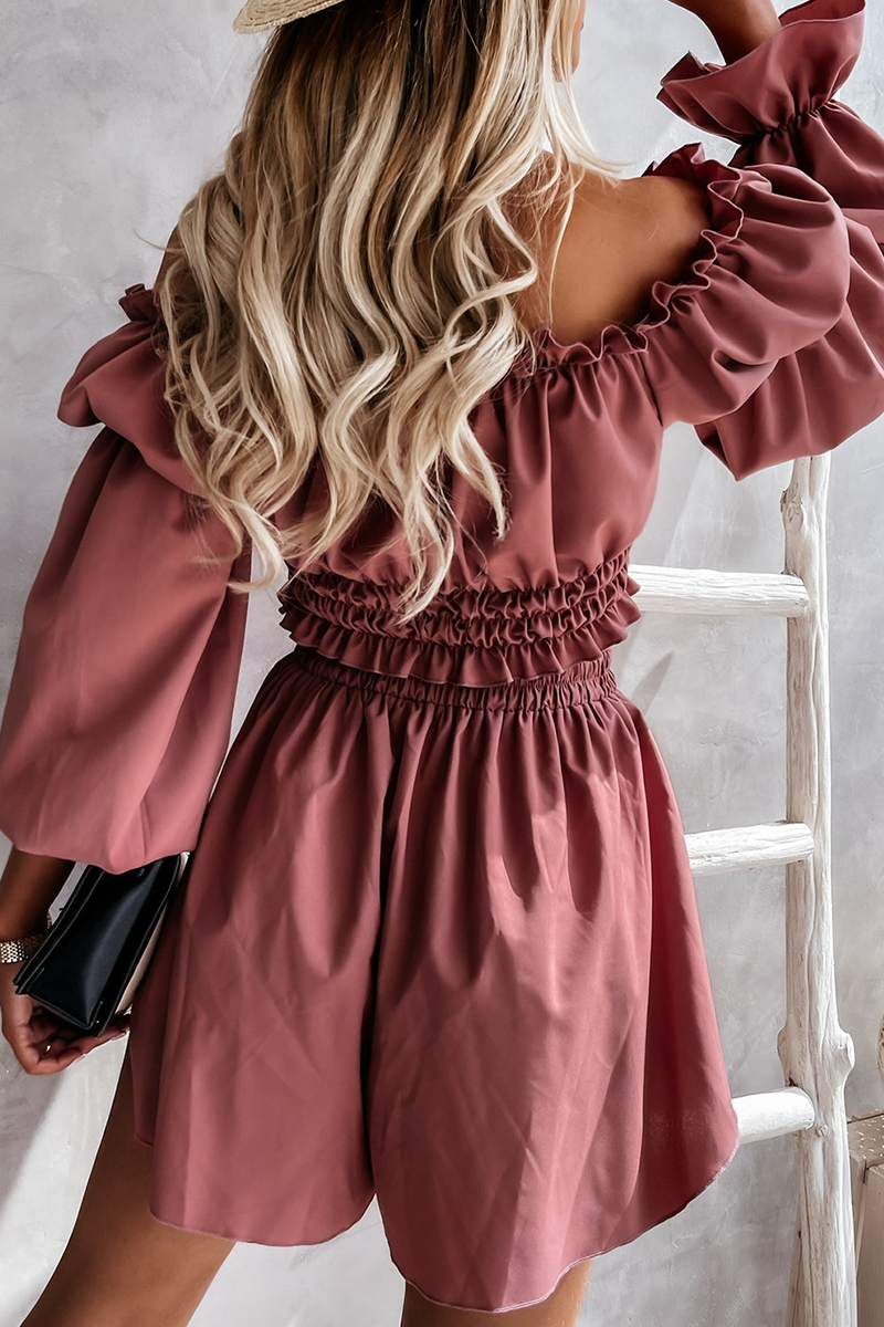 Fashion Solid Off the Shoulder Long Sleeve Two Pieces
