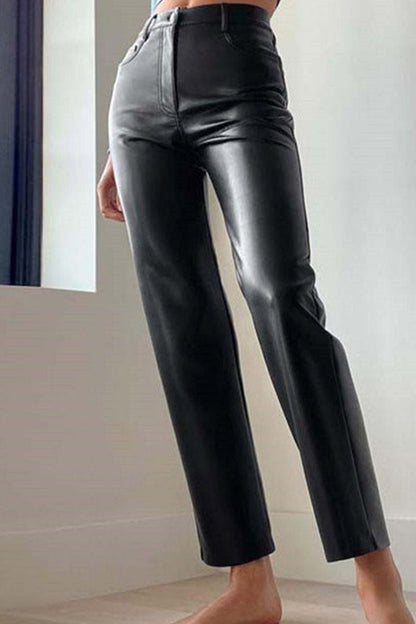 Casual Solid Patchwork Straight High Waist Straight Solid Color Bottoms