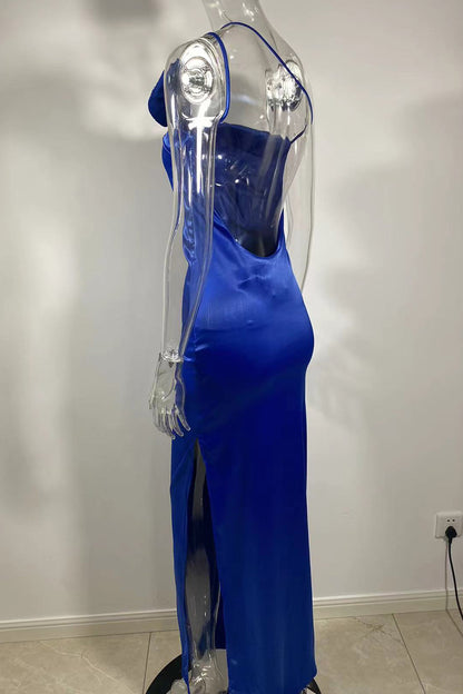 Sexy Solid Appliques Oblique Collar Sling Dress Dresses
