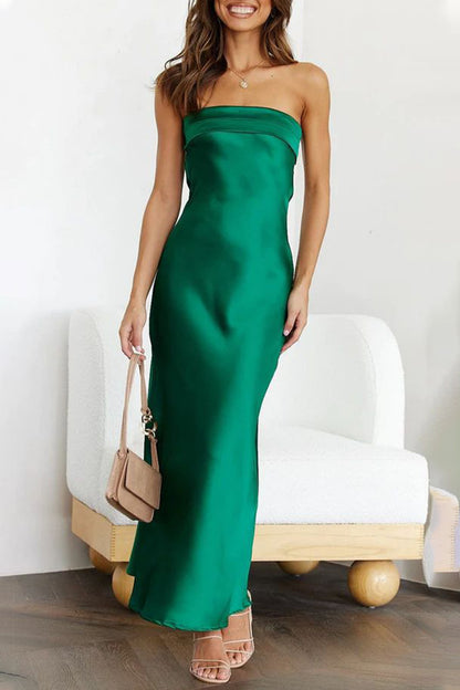 Celebrities Elegant Solid Backless Strapless One Step Skirt Dresses(6 Colors)