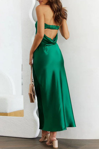 Celebrities Elegant Solid Backless Strapless One Step Skirt Dresses(6 Colors)