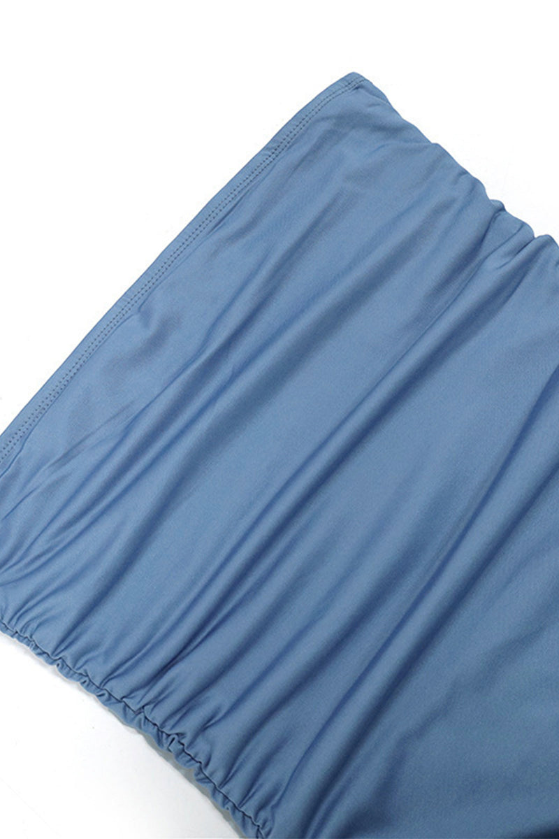 Sexy Solid Tassel Flounce Slit Strapless Irregular Dresses(9 Colors)