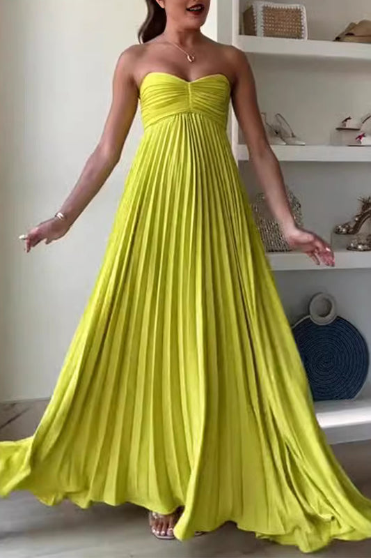Sexy Solid Color Pleated Strapless Strapless Dresses