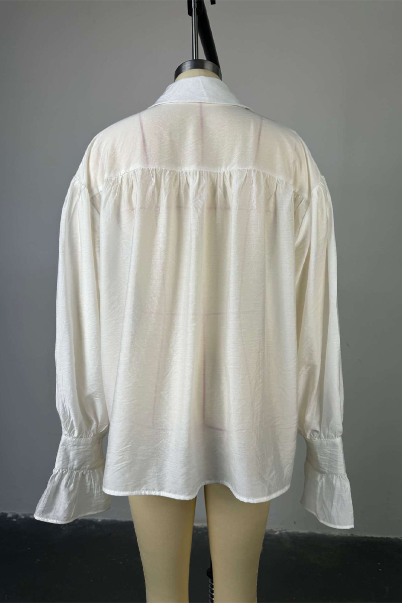 Casual Street Buttons See-Through Turndown Collar Blouses