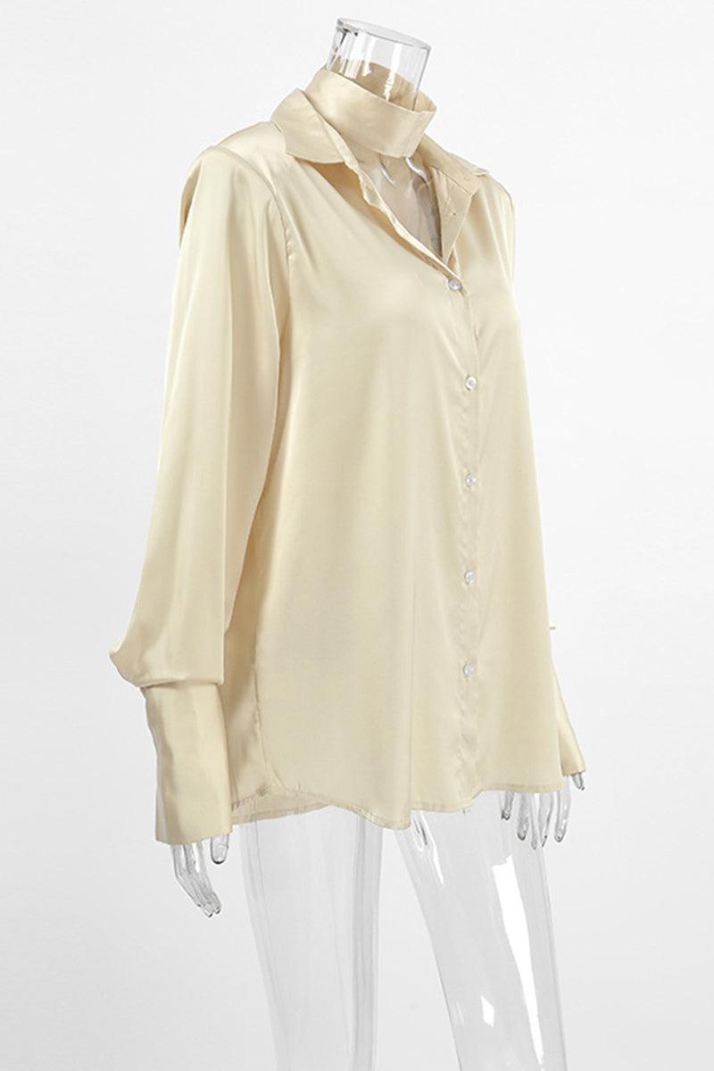 Sexy Solid Color Buttons Turndown Collar Blouses