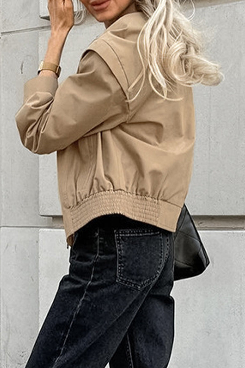 Casual Street Patchwork Zipper Turndown Collar Outerwear