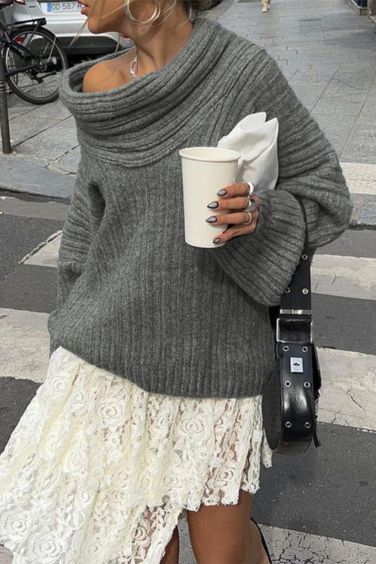 Casual Street Potholes Off Shoulder Sweaters(5 Colrs)