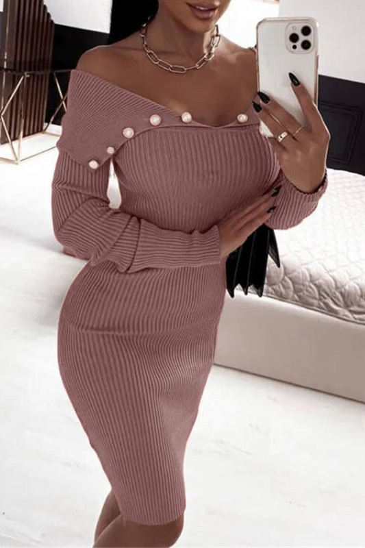 Sexy Street Pearls Decor Off Shoulder Wrapped Skirt Dresses(4 Colors)