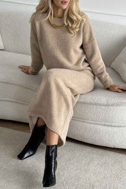 Daily Elegant O Neck Long Sleeve Two Pieces(5 Colors)