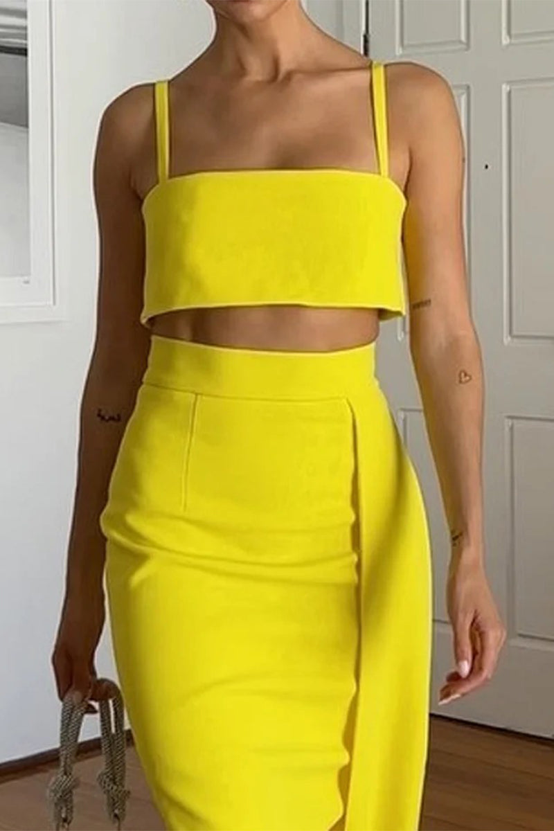 Sexy Ruched Square Neck Sleeveless Two Pieces