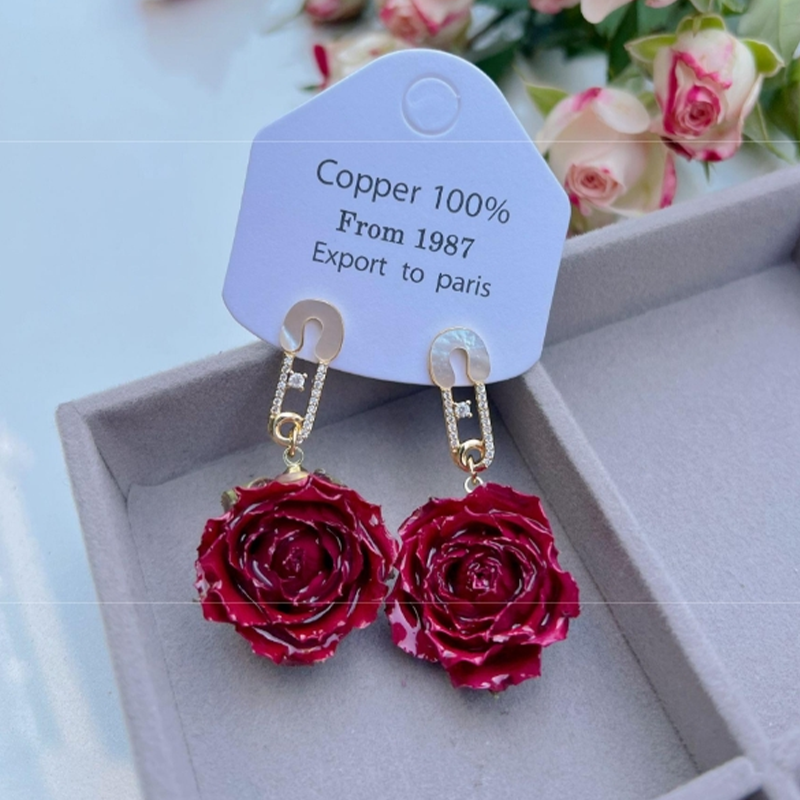 Elegant Real flowers Patchwork Metal Accessories Trim Earrings(Each one is unique)(17 Colors)