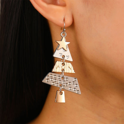 Daily Christmas Tree Hollow Out Rhinestone Decor Earrings(9 Colors)