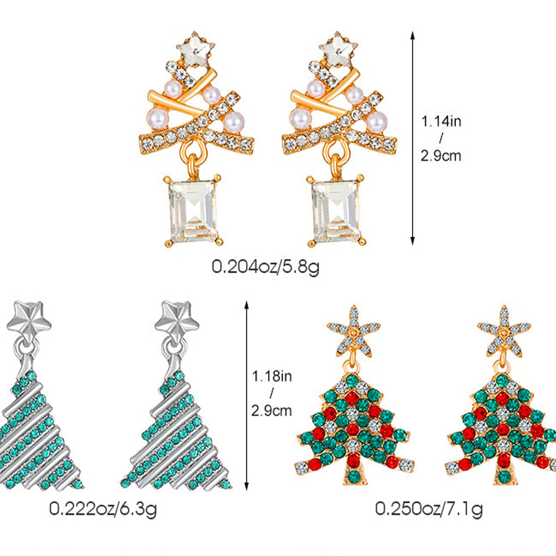 Daily Christmas Tree Hollow Out Rhinestone Decor Earrings(9 Colors)