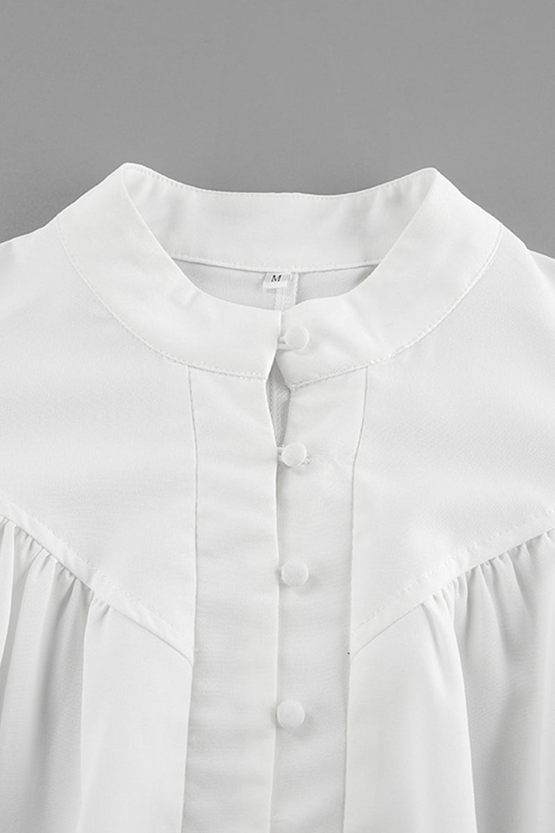 Elegant Buttons Mandarin Collar Blouses