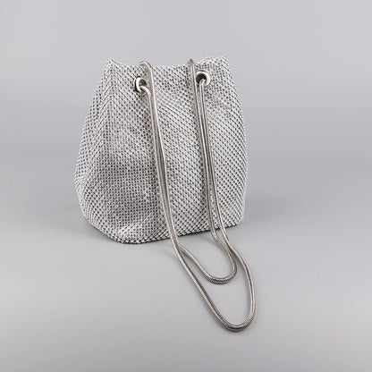 Daily Solid Color Rhinestone Decor Shoulder Bags