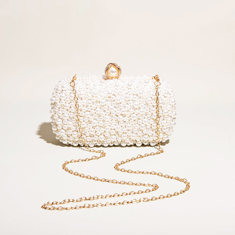 Prom Solid Color Chains Pearls Decor Handbags