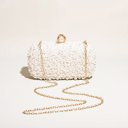 Prom Solid Color Chains Pearls Decor Handbags