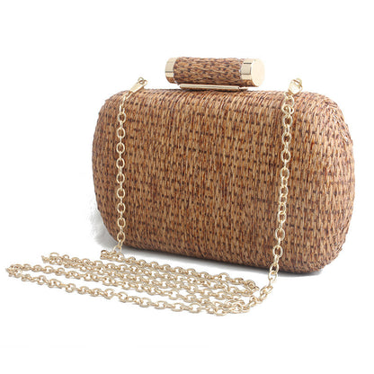 Prom Solid Color Chains Weave Handbags