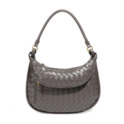 Casual Solid Color Zipper Weave Handbags