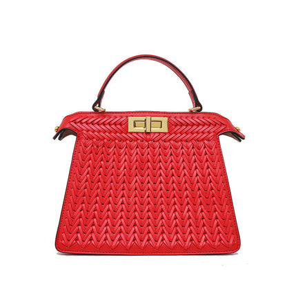 Celebrities Solid Color Zipper Weave Handbags