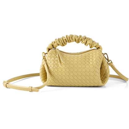 Casual Solid Color Zipper Weave Crossbody Bags