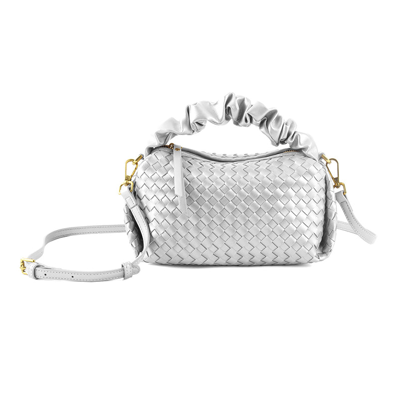 Casual Solid Color Zipper Weave Crossbody Bags