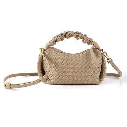 Casual Solid Color Zipper Weave Crossbody Bags