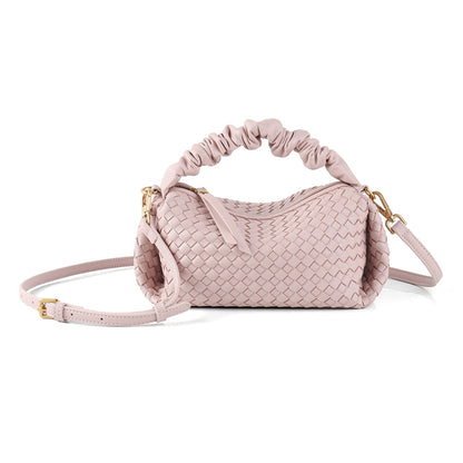 Casual Solid Color Zipper Weave Crossbody Bags