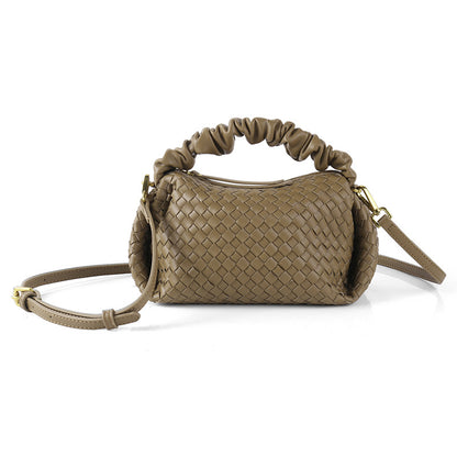 Casual Solid Color Zipper Weave Crossbody Bags