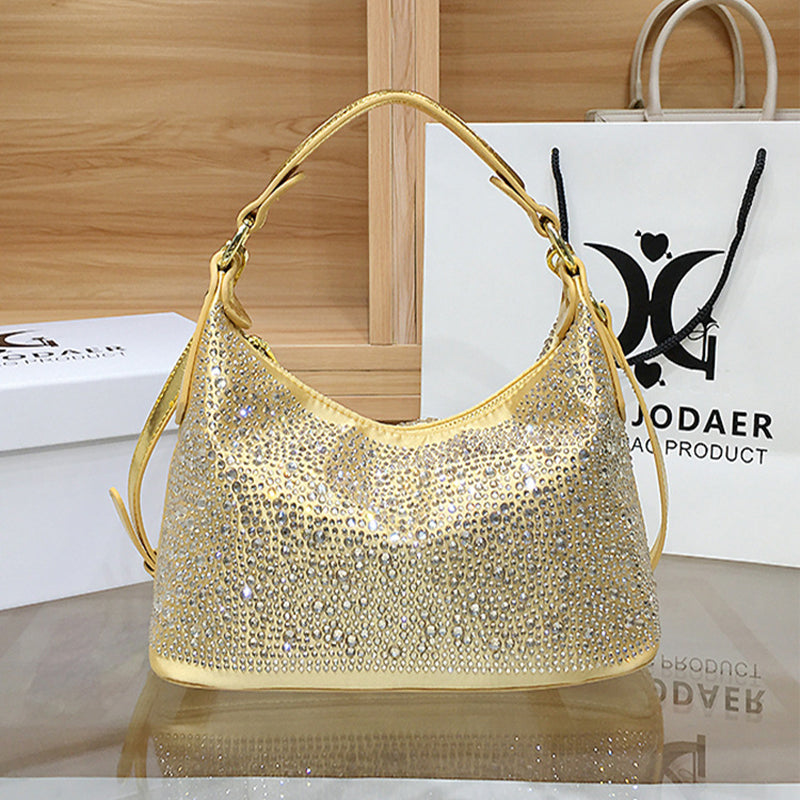 Casual Rhinestone Patchwork Sequined Zipper Crossbody Bags