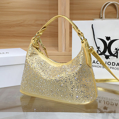 Casual Rhinestone Patchwork Sequined Zipper Crossbody Bags