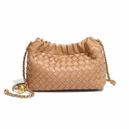 Casual Solid Color Draw String Weave Crossbody Bags