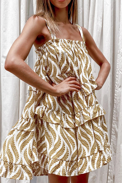 Fashion Sweet Print Patchwork Spaghetti Strap Princess Dresses