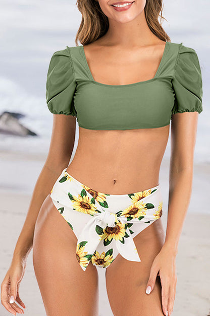 Fashion Vacation Solid Patchwork Swimwears