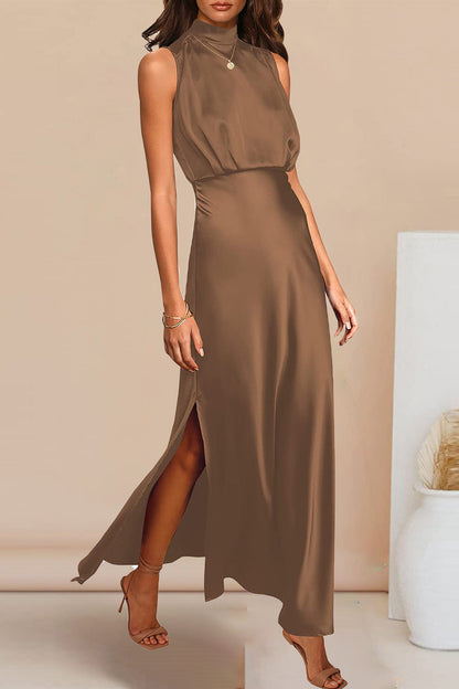 Celebrities Elegant Solid Solid Color Halter A Line Dresses(5 Colors)