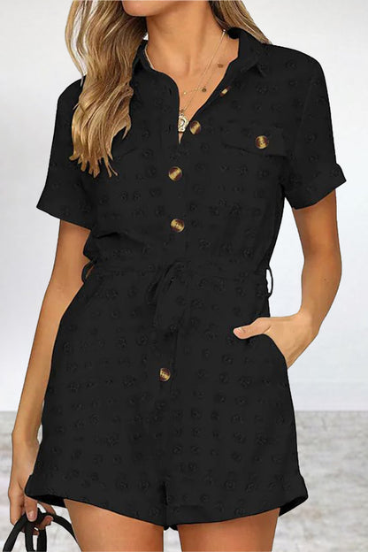 Daily Celebrities Solid Pocket Buckle Turndown Collar Straight Jumpsuits(5 Colors)