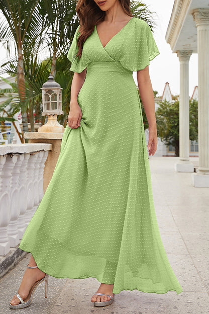 Elegant Formal Solid Solid Color V Neck Evening Dress Dresses