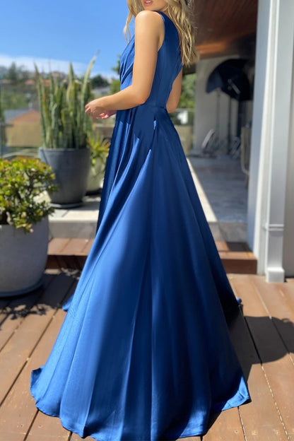 Elegant Solid Slit Oblique Collar Irregular Dress Dresses